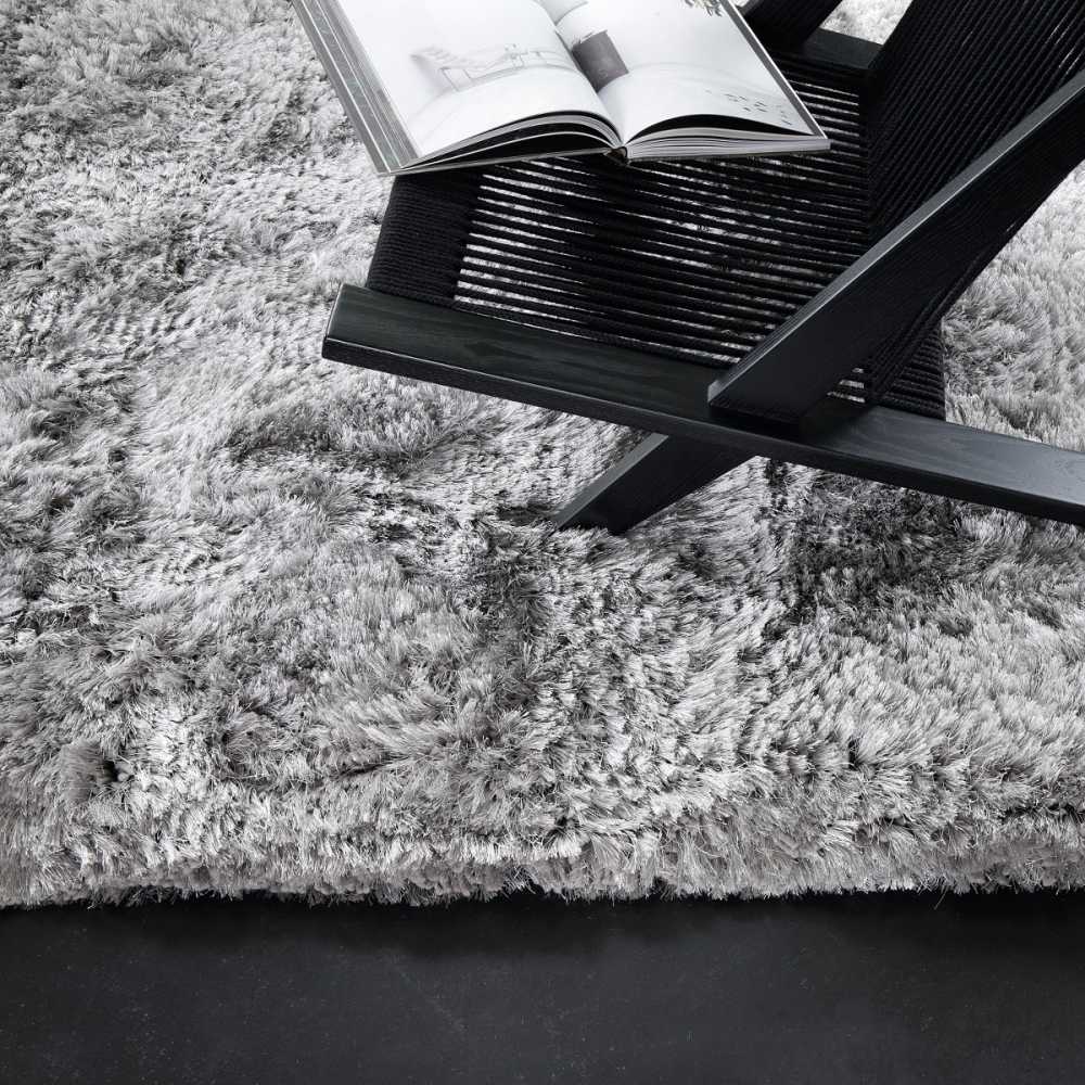 Tapis de prestige gris uni à longues mèches par Ligne Pure