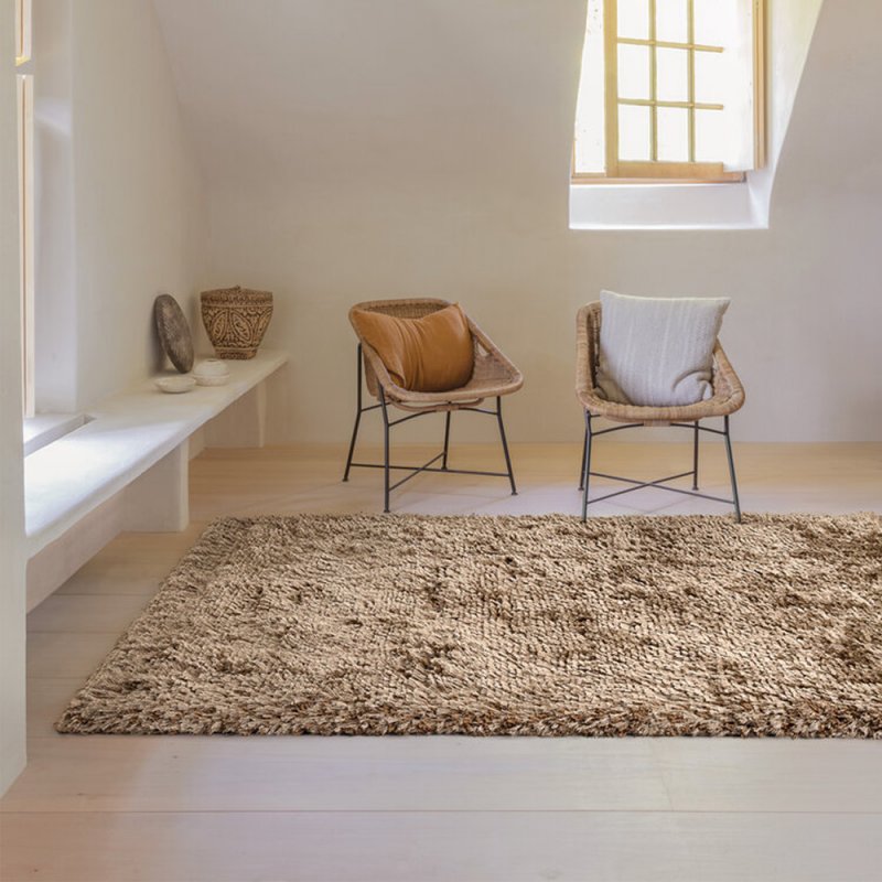Tapis de prestige maron uni shaggy Adore par Ligne Pure