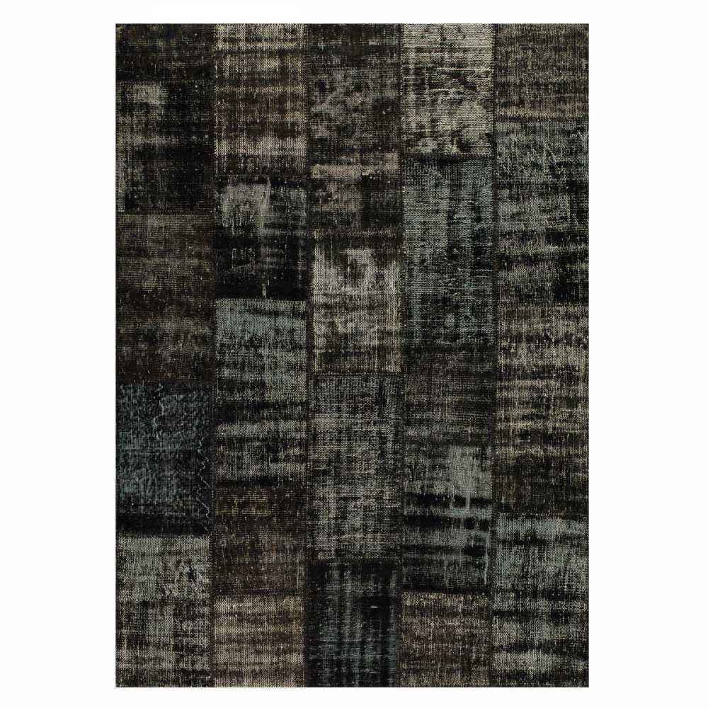Tapis haut de gamme kilim patchwork gris laine et coton par Angelo
