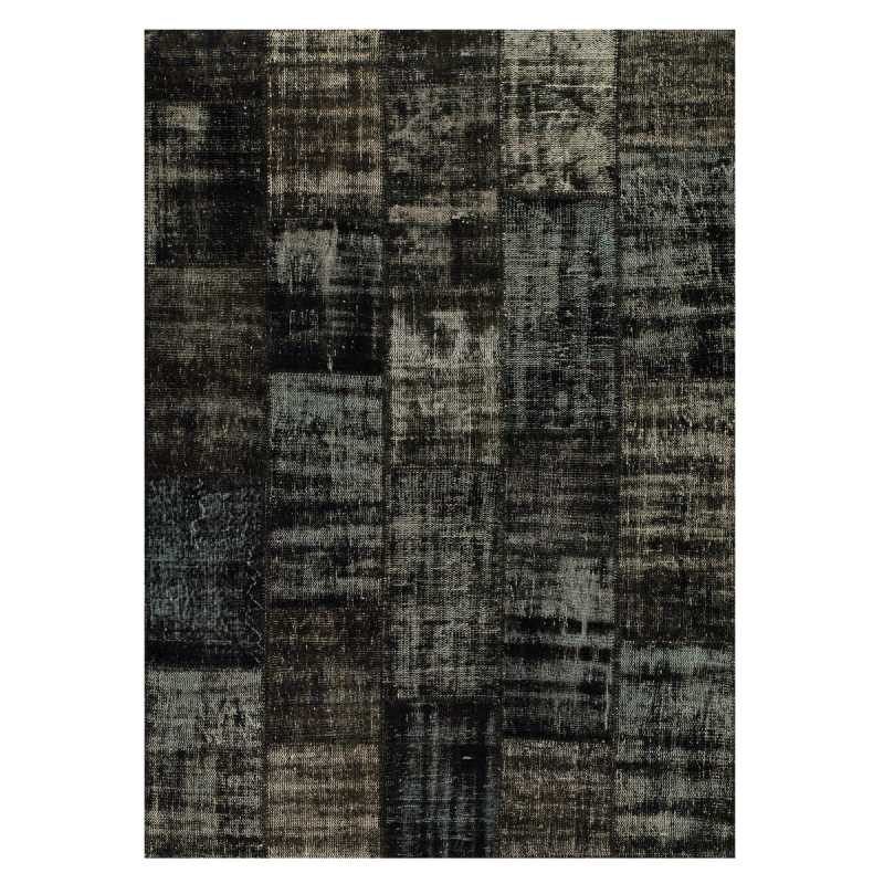 Tapis haut de gamme kilim patchwork gris laine et coton par Angelo