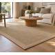 Tapis sur mesure aspect sisal beige clair finition gansée