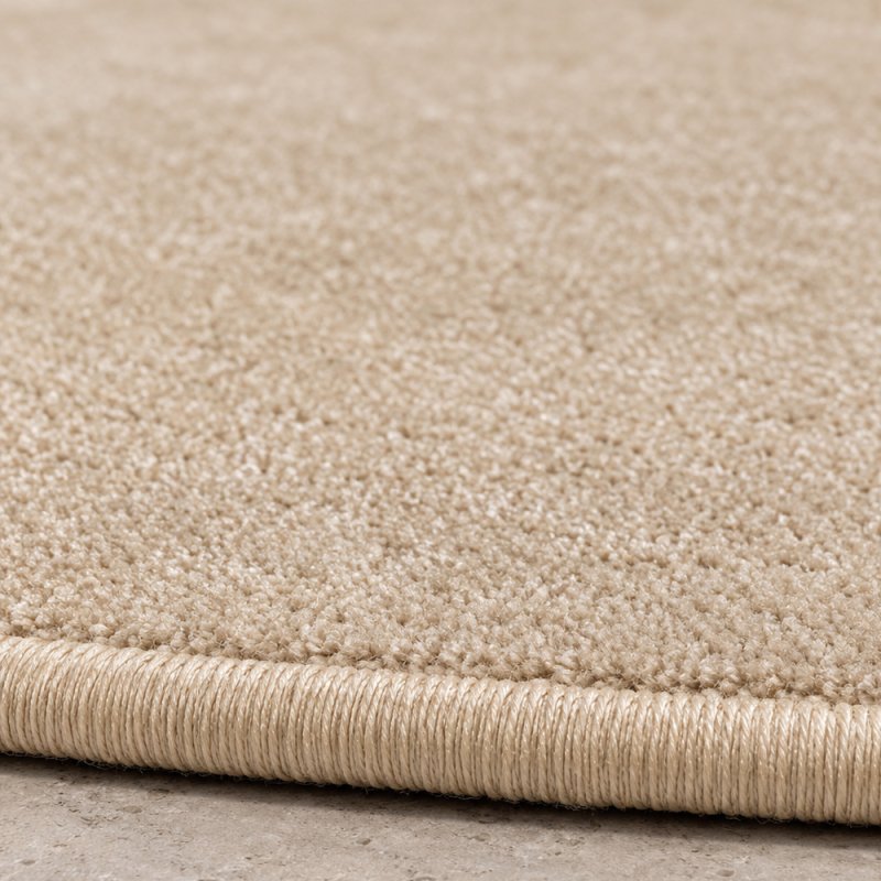 Tapis sur mesure rond en pure laine vierge ivoire