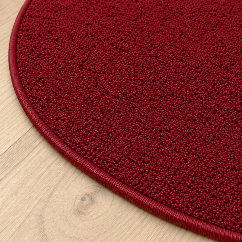 Tapis sur mesure rond en pure laine vierge Rouge impérial