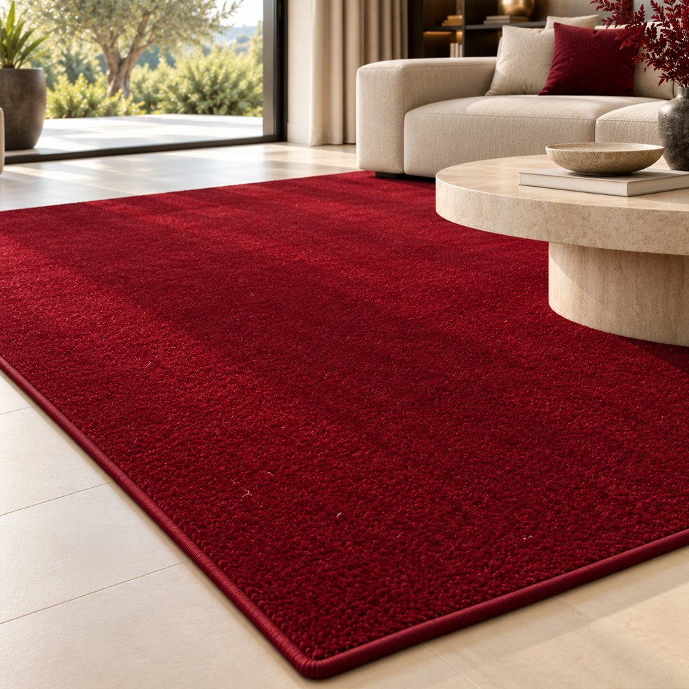 Tapis sur mesure en pure laine vierge Rouge impérial