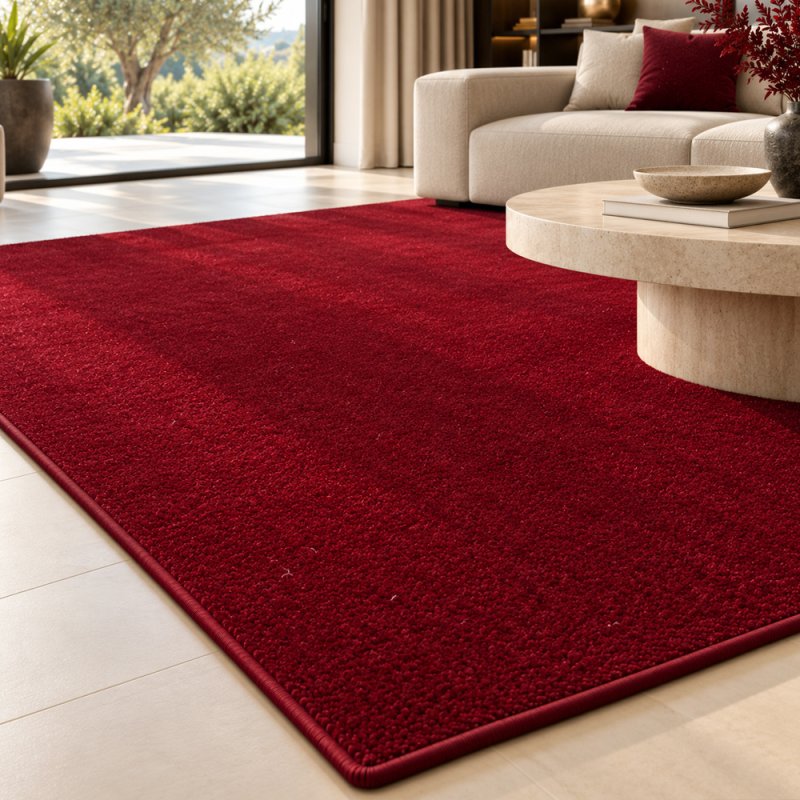 Tapis sur mesure en pure laine vierge Rouge impérial
