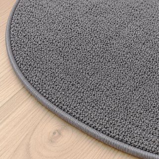 Tapis sur mesure rond en pure laine vierge gris foncé