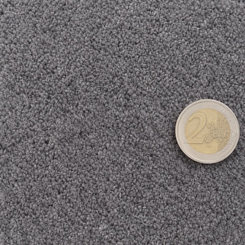 Tapis sur mesure rond en pure laine vierge gris foncé