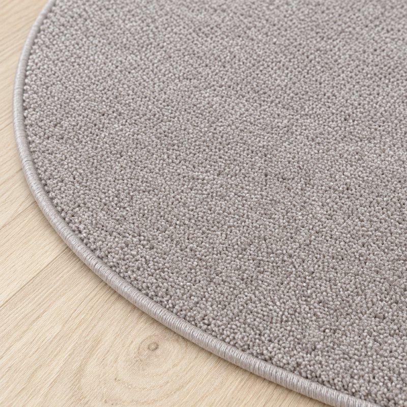 Tapis sur mesure rond en pure laine vierge gris moyen