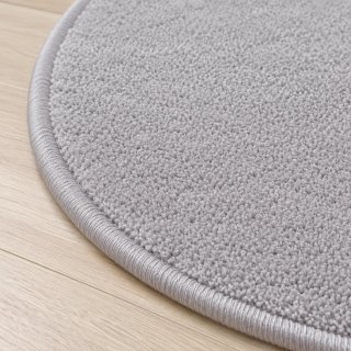 Tapis sur mesure rond en pure laine vierge gris clair