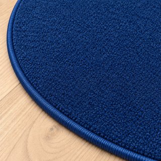 Tapis sur mesure rond en pure laine vierge bleu profond