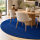 Tapis sur mesure rond en pure laine vierge bleu profond