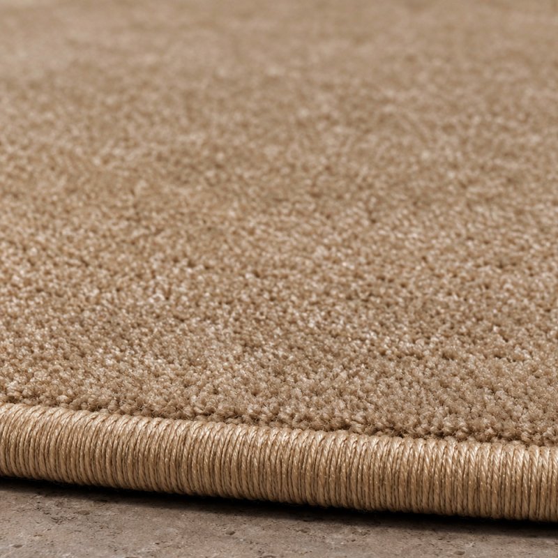 Tapis sur mesure rond en pure laine vierge beige