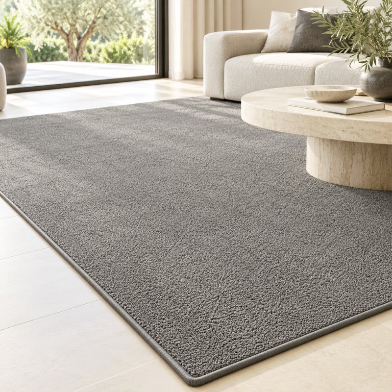 Tapis sur mesure en pure laine vierge gris foncé