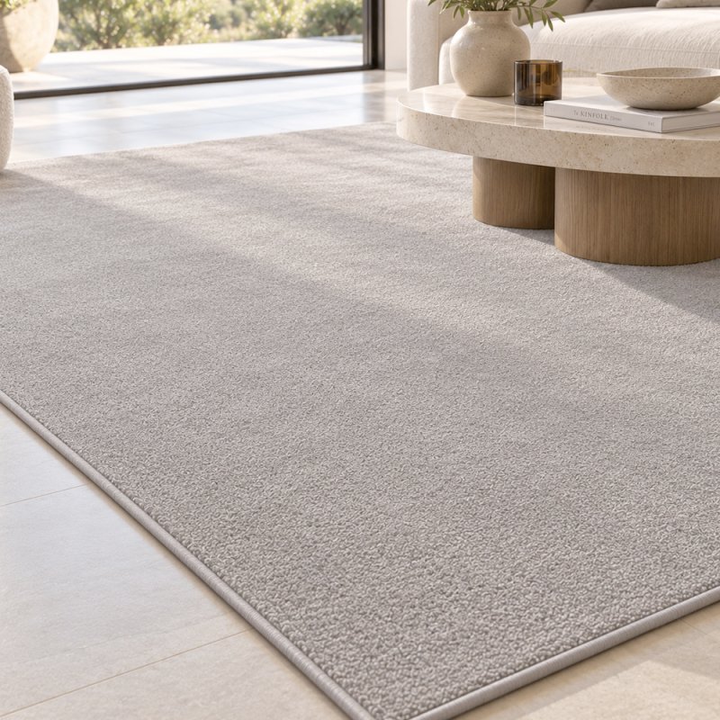 Tapis sur mesure en pure laine vierge gris moyen