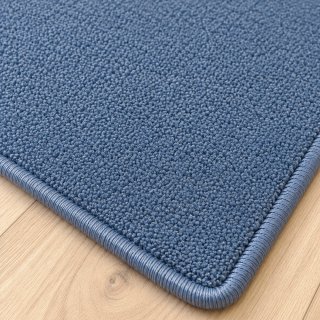 Tapis sur mesure en pure laine vierge bleu clair
