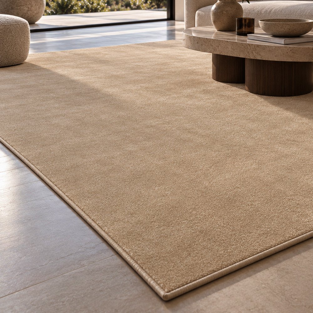 Tapis sur mesure en pure laine vierge beige