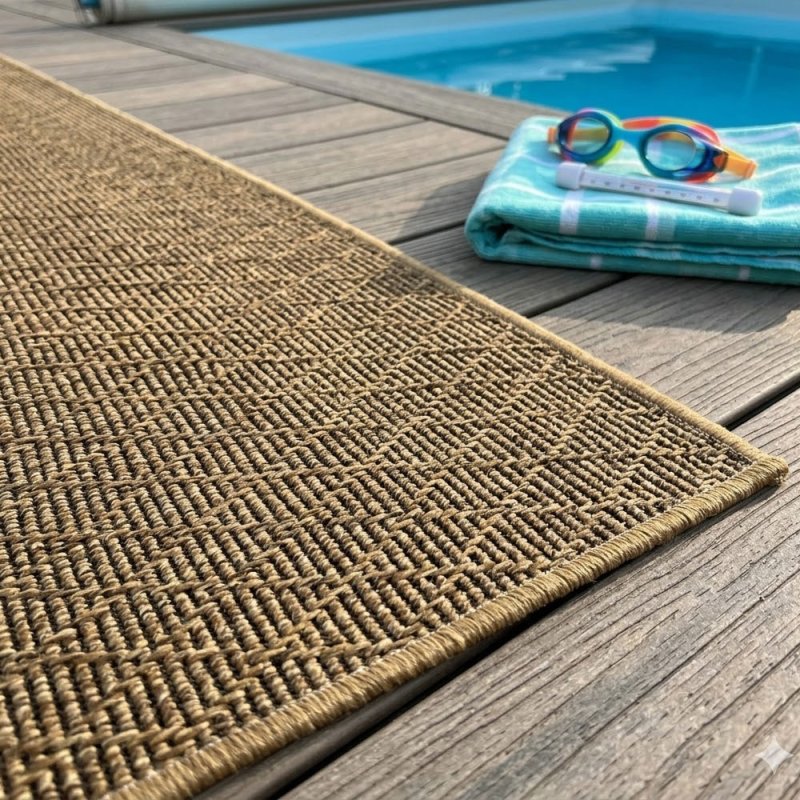 Tapis d'extérieur sur mesure beige en polypropylène