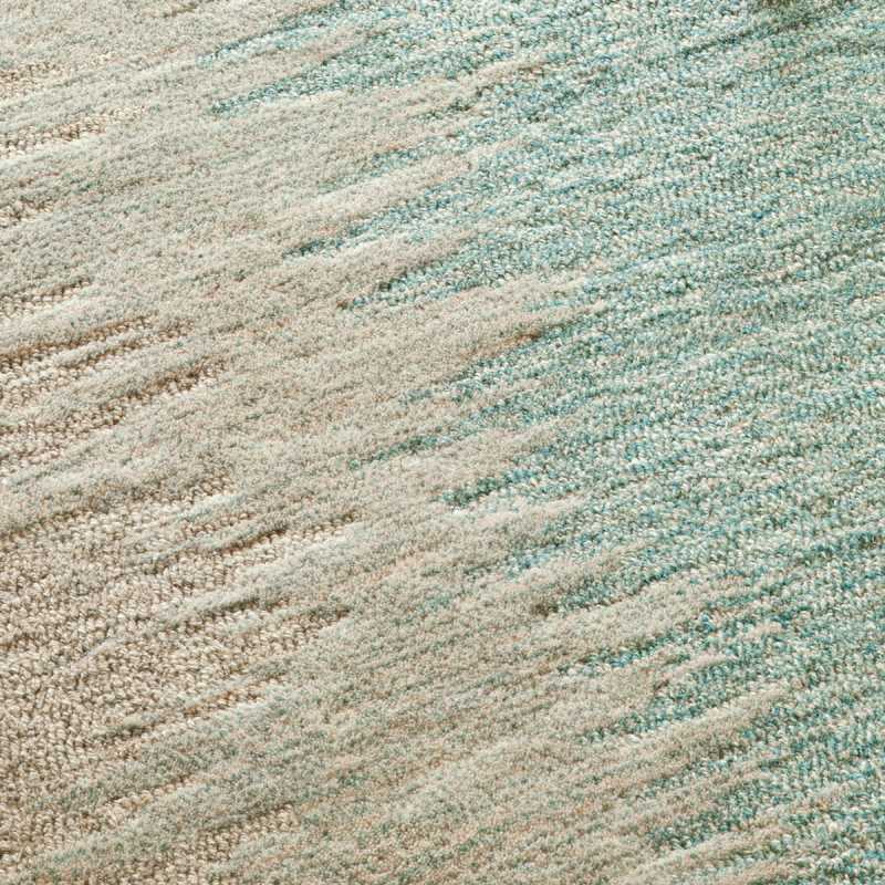 Tapis haut de gamme beige à motifs en laine et viscose fait main par Ligne Pure