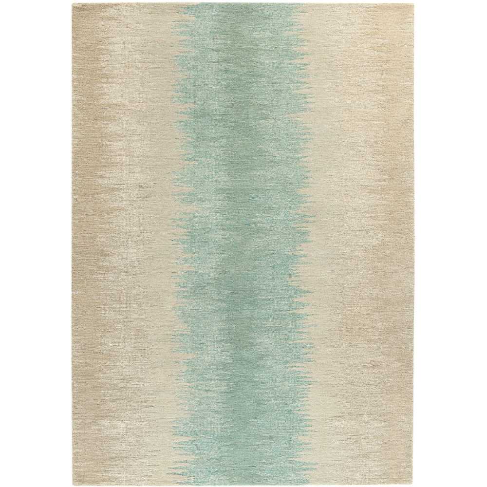 Tapis haut de gamme beige à motifs en laine et viscose fait main par Ligne Pure