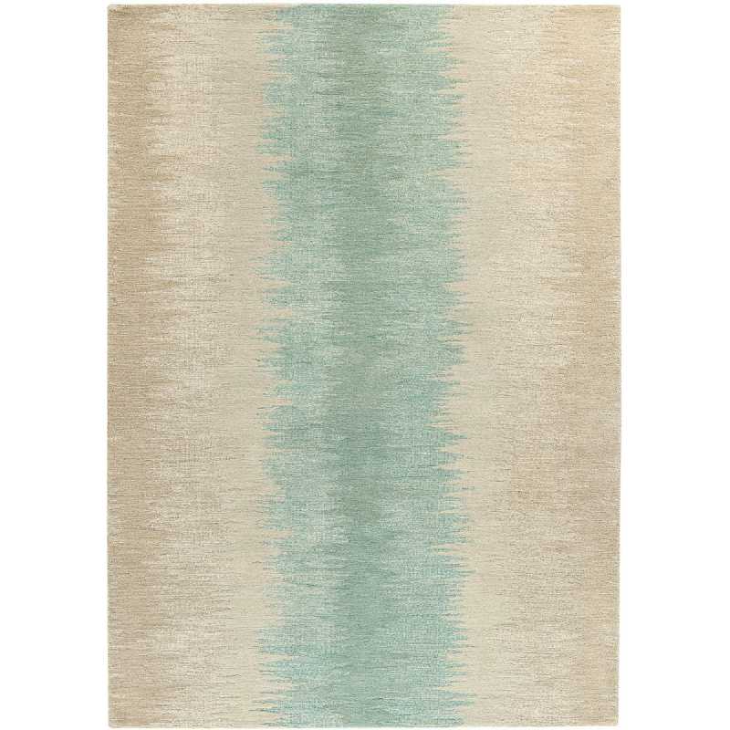 Tapis haut de gamme beige à motifs en laine et viscose fait main par Ligne Pure