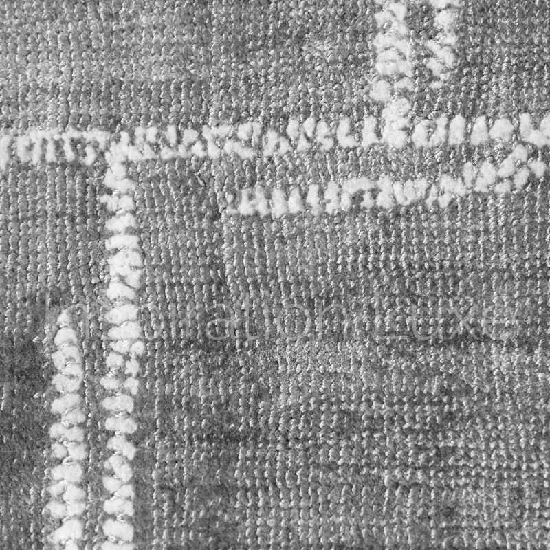 Tapis haut de gamme beige à motifs en laine et viscose fait main par Ligne Pure