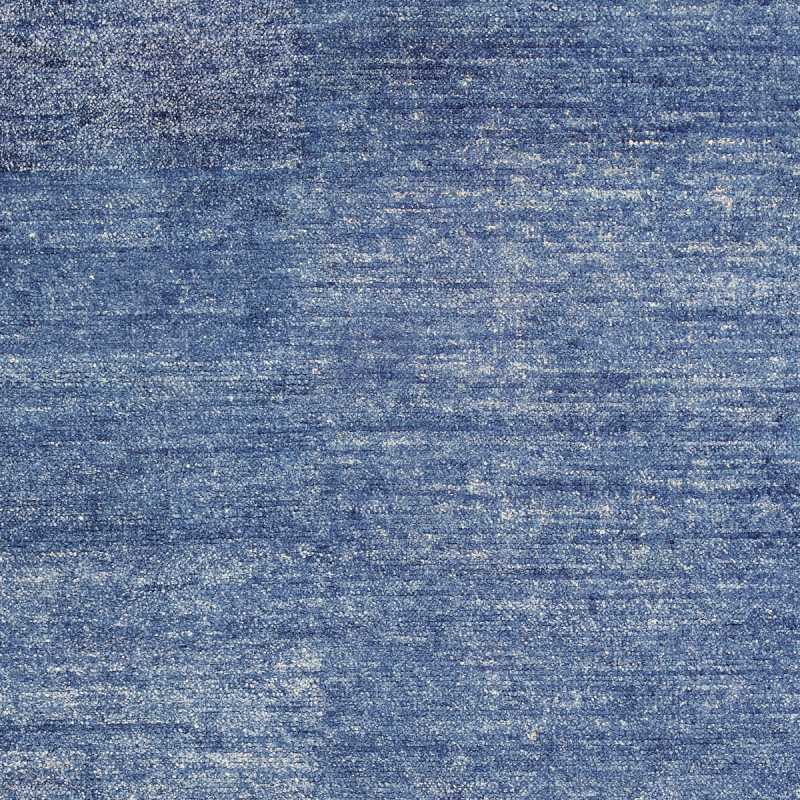 Tapis haut de gamme en viscose bleu tissée à la main rectangulaire et fin par Ligne Pure.