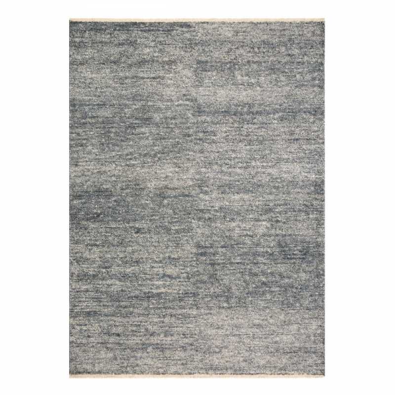 Tapis haut de gamme en viscose gris tissé à la main rectangulaire et fin par Ligne Pure.