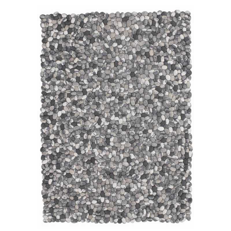Tapis sur mesure gris avec galets en laine On the Rocks par Angelo