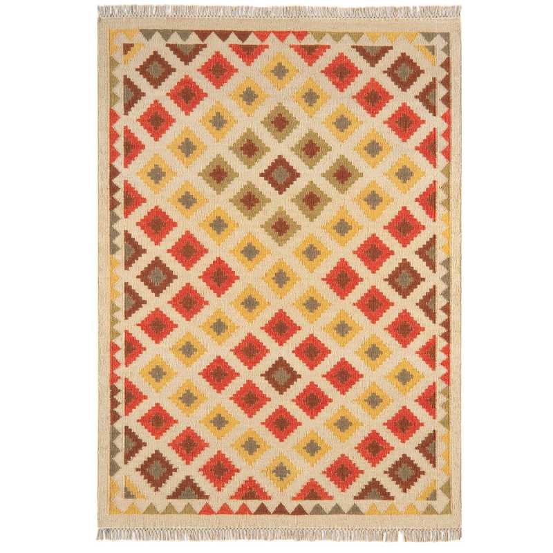 Tapis Kilim Artisanal En Laine - Fait Main, Modèle 8, Rouge - Décoration Noël - Neuf