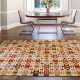 Tapis design kilim à motifs multicolore en laine et jute