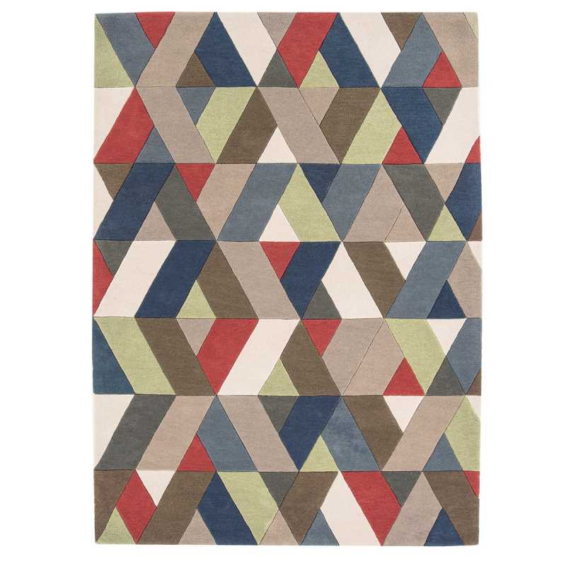 Tapis design multicolore avec motifs chevrons fait en Inde