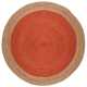 Tapis rond rouge à contour beige en jute tissé à la main