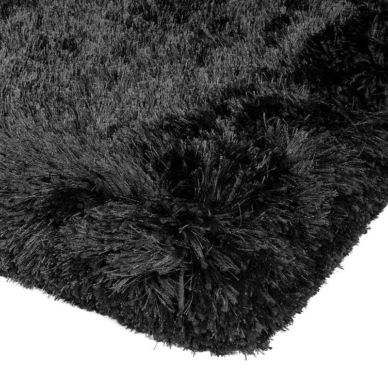 Tapis noir très moelleux tissé à la main en Inde