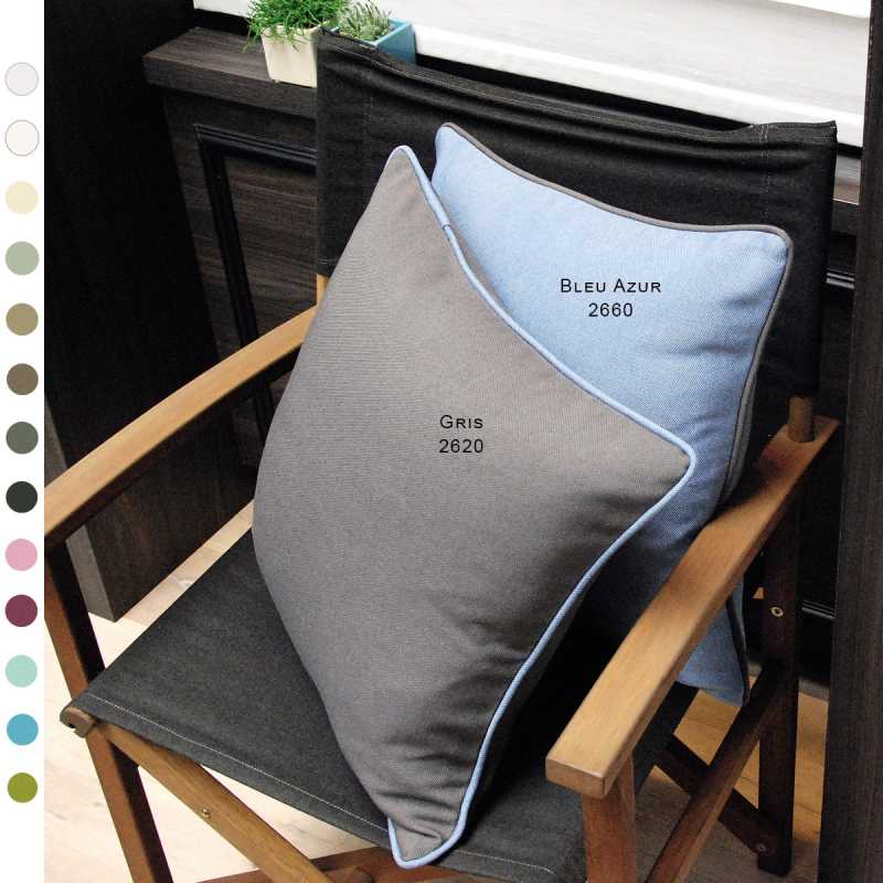 Coussin personnalisable doux uni ou bicolore taille 45 x 45 cm choix parmi 13 couleurs