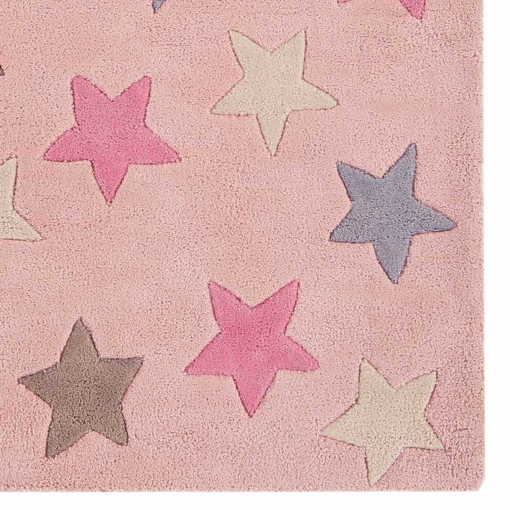 Tapis Chambre Enfant étoiles Roses Et Blanches 80x150 Cm - Doux, Antidérapant, Lavable, Certifié Oeko-Tex
