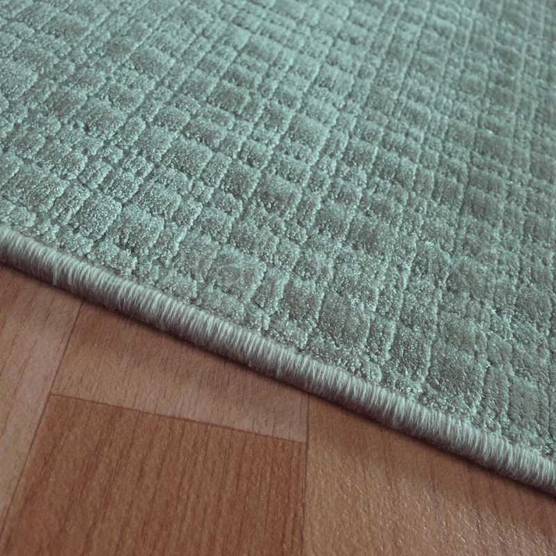 Tapis sur mesure en viscose à carreaux vert d'eau rectangulaire ou carré