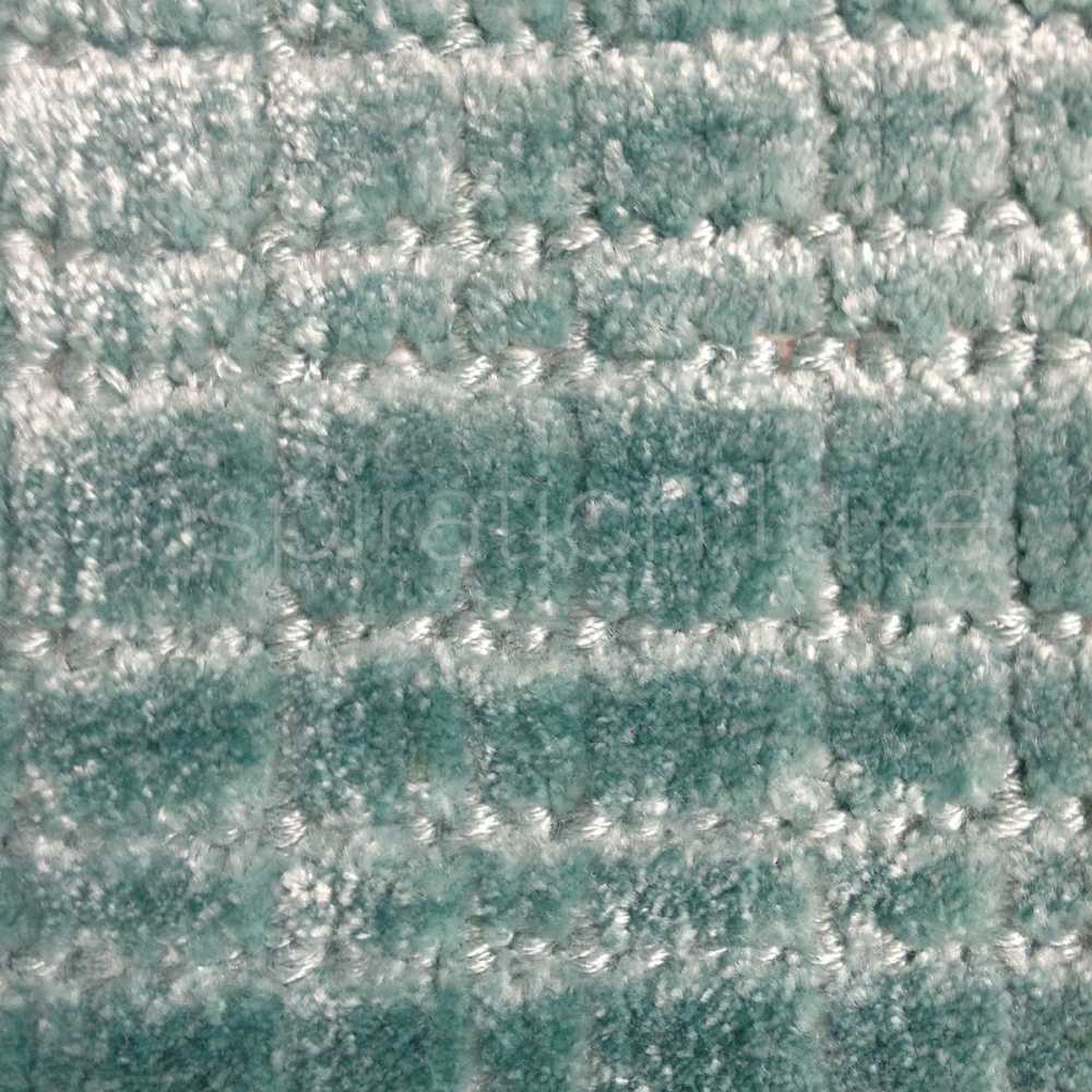 Tapis sur mesure en viscose à carreaux vert d'eau rectangulaire ou carré