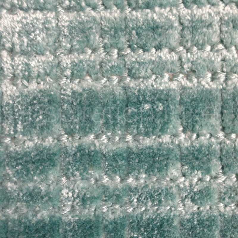 Tapis sur mesure en viscose à carreaux vert d'eau rectangulaire ou carré