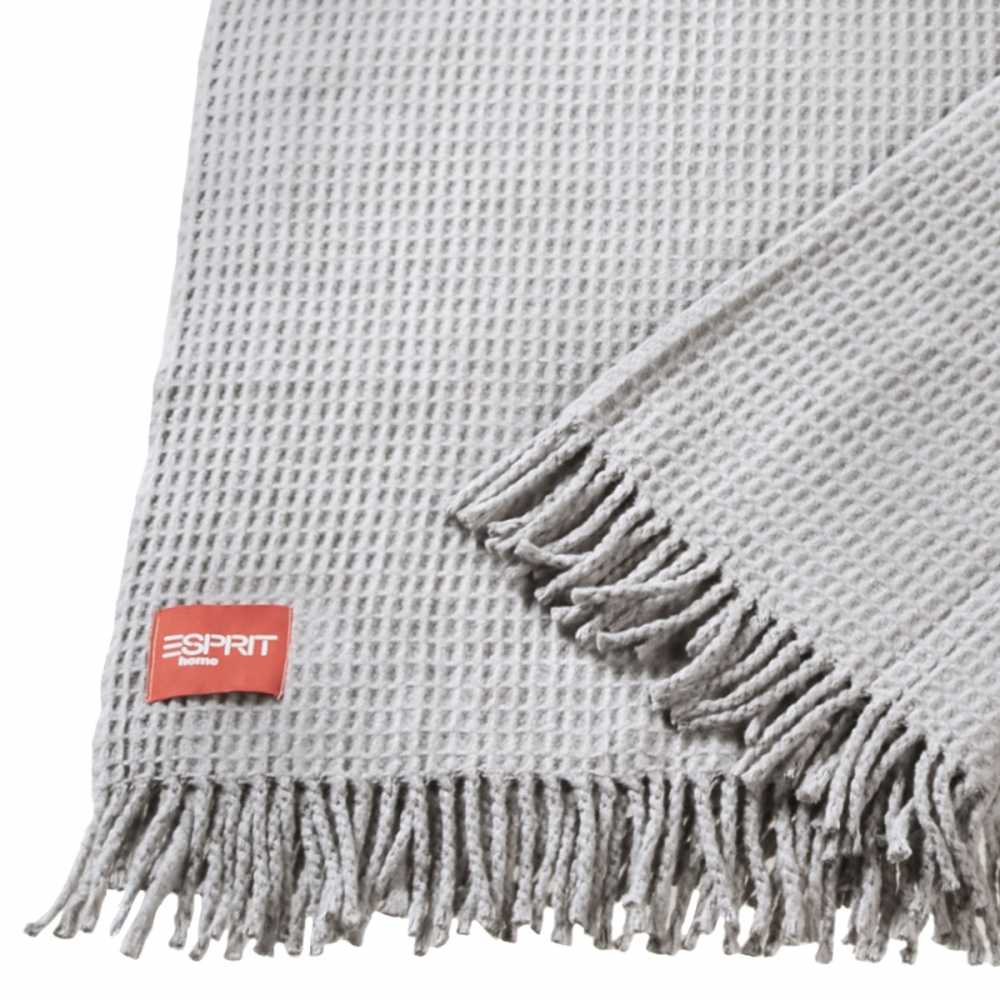 Plaid contemporain rayé blanc et vert Esprit Home