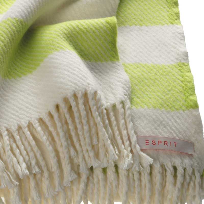 Plaid contemporain rayé blanc et vert par Esprit Home