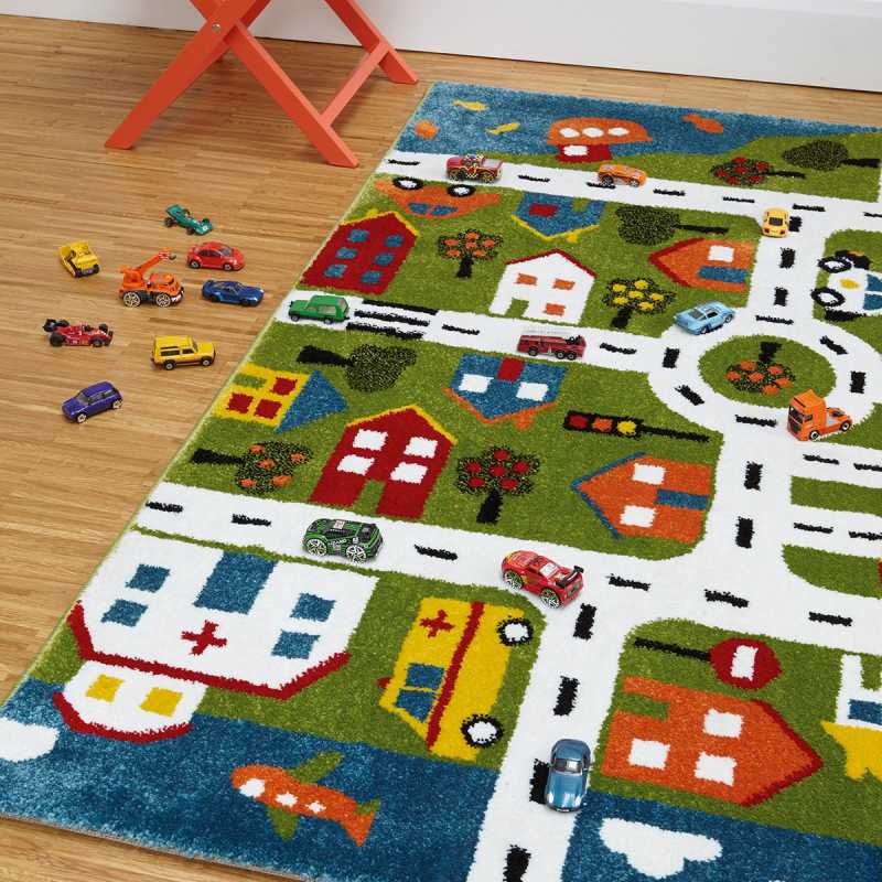 Tapis d'enfant moderne motif carte de ville