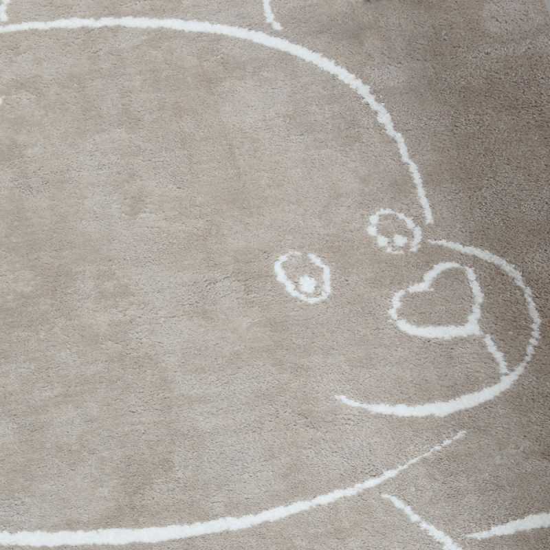 Tapis moderne en coton beige avec son motif ourson pour chambre d'enfant