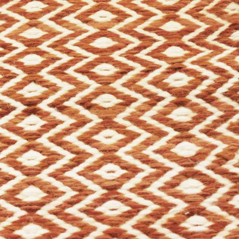 Tapis haut de gamme en laine teintée tissée à la main Orange motifs losanges Mic Mac par Angelo