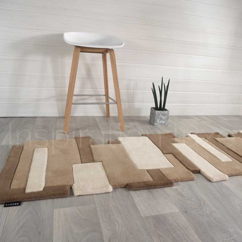 Tapis de luxe de couloir original beige Pebbles par Angelo