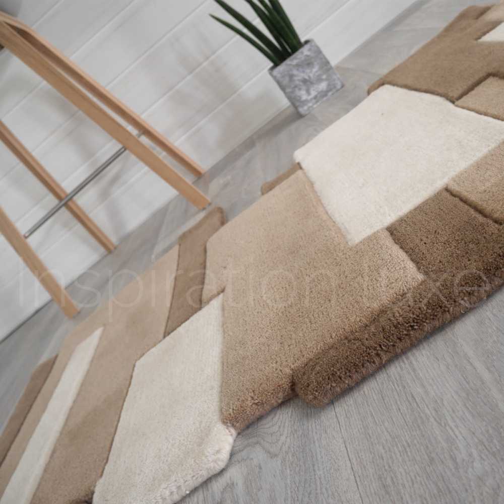 Tapis de luxe de couloir original beige Pebbles par Angelo