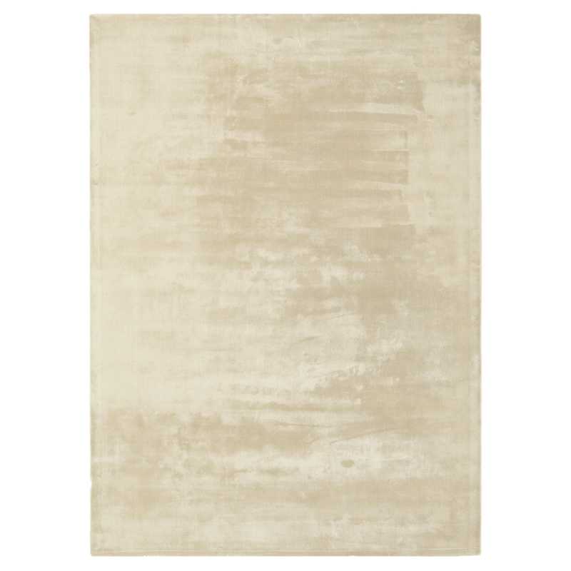 Tapis de luxe uni beige en viscose