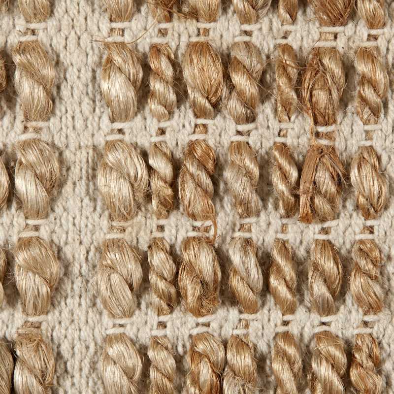 Tapis haut de gamme beige en jute et coton fait main par Ligne Pure