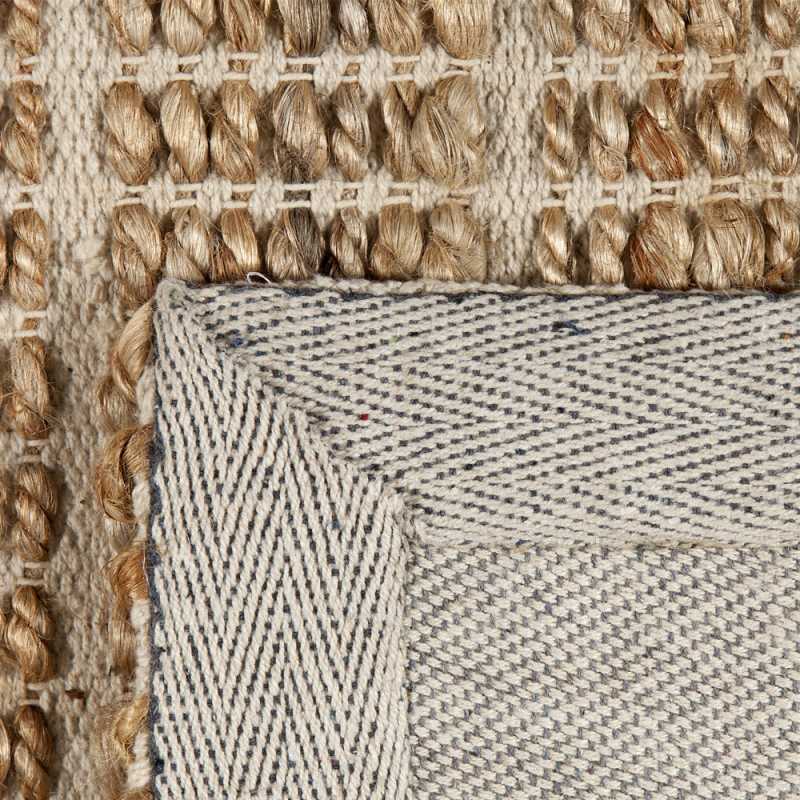 Tapis haut de gamme beige en jute et coton fait main par Ligne Pure