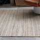 Tapis haut de gamme beige en jute et coton fait main par Ligne Pure